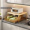 Space-Saving 2-Tier Pull-Out Rack | Printer/Microwave Stand with Storage Basket | For Kitchen, Living Room & Bedroom