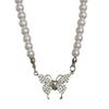 Silver Butterfly Pearl Necklace with Magnetic Detachable Design for Women - Delicate Micro-set Clavicle Chain