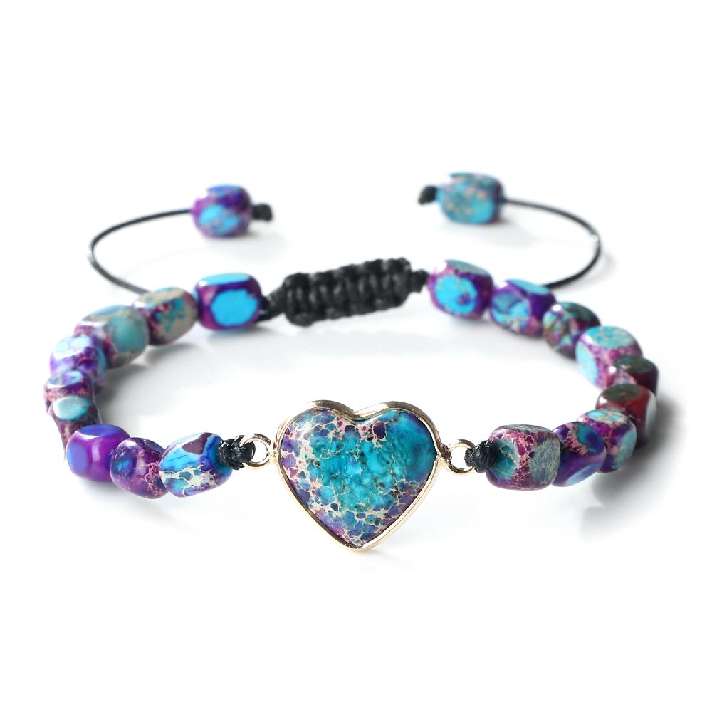 Original Beads Bracelet Tibetan Square Emperor Stone Women Men Pendant Chakra Healing Couple Chain Pulsera Bangle Jewelry Gifts