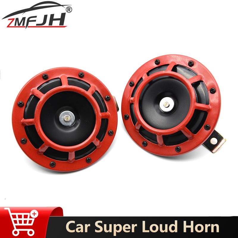 2PCS Car Super Loud Universal Car Horn Motorcycle Electricity Horn Air Horn 12V 115DB Speaker Loud Horn Red/Black Hella Horn 12V