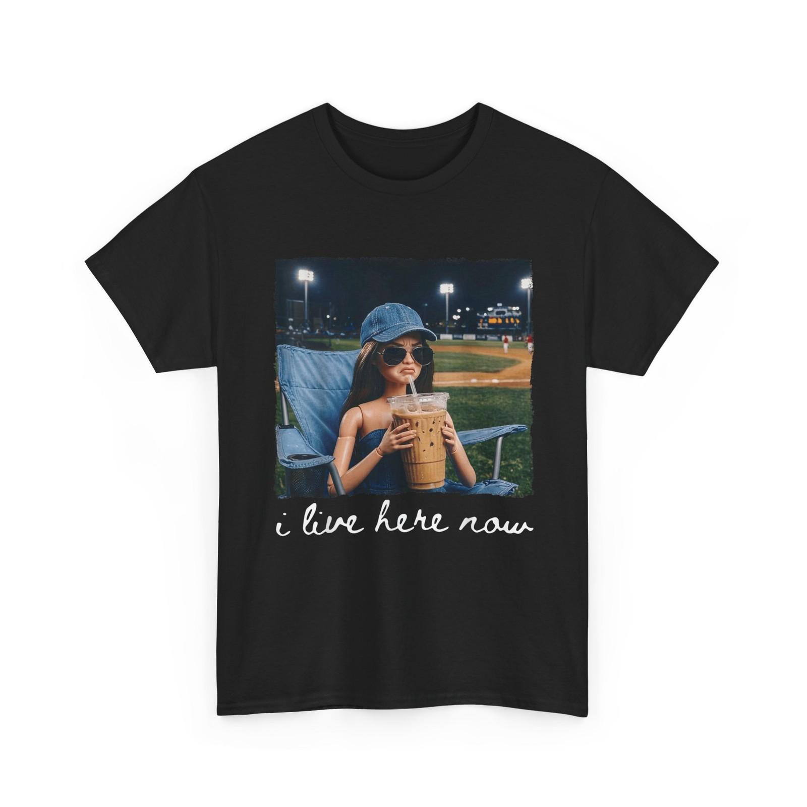 I Live Here Now Shirt, Ballfield Baseball Girl Softball Meme Funny Shirt M