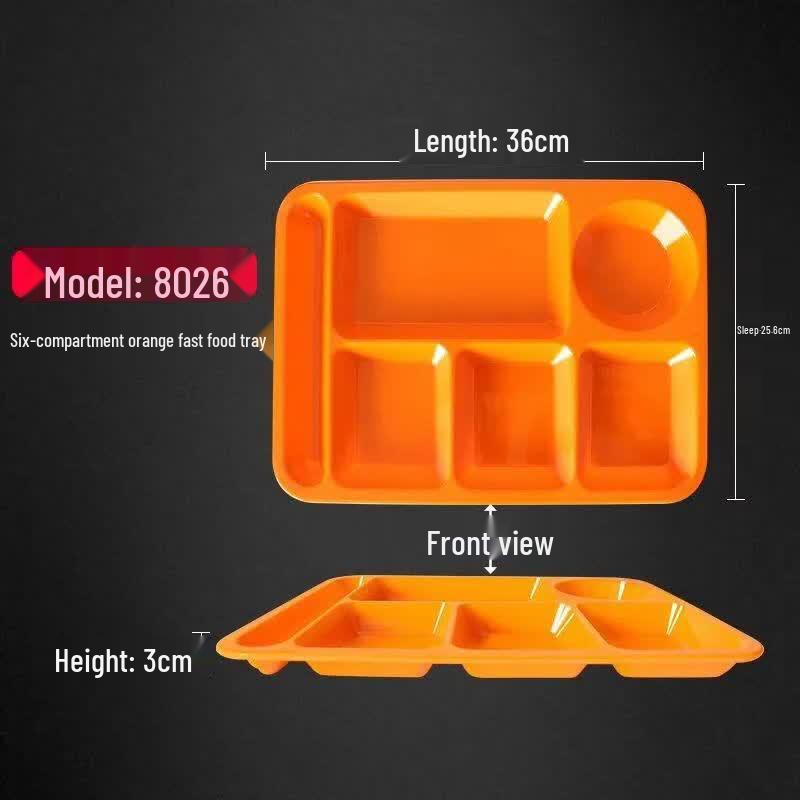 Melamine 6-Compartment Divided Lunch Tray 4-Pack