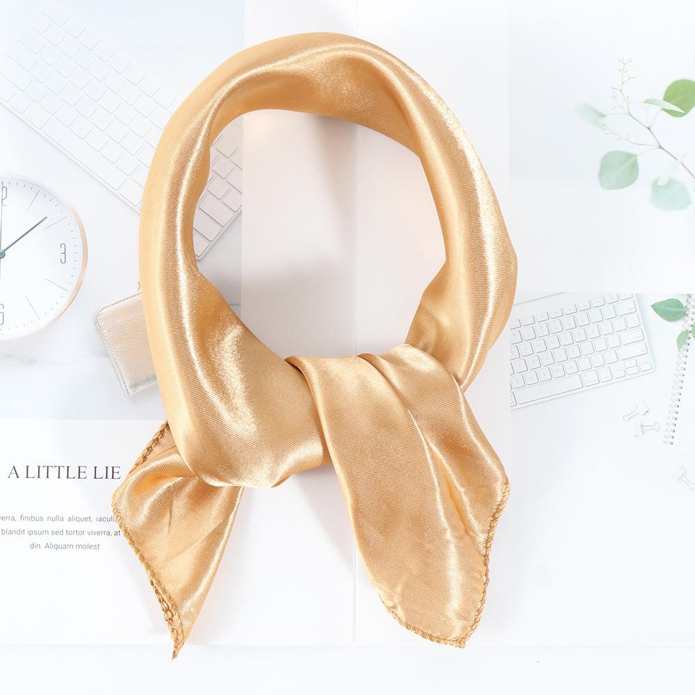 50*50cm Silk Scarf Women Small Soft Squares Decorative Head Scarf Multicolor Stripe Print Kerchief Neck Wrap Solid Colors