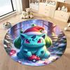 3D HD Bulbasaur Cartoon Round Carpet Kids Living Room Rug Camping Picnic Mats Flannel Anti-Slip Rug Yoga Mat Next Day Shipping