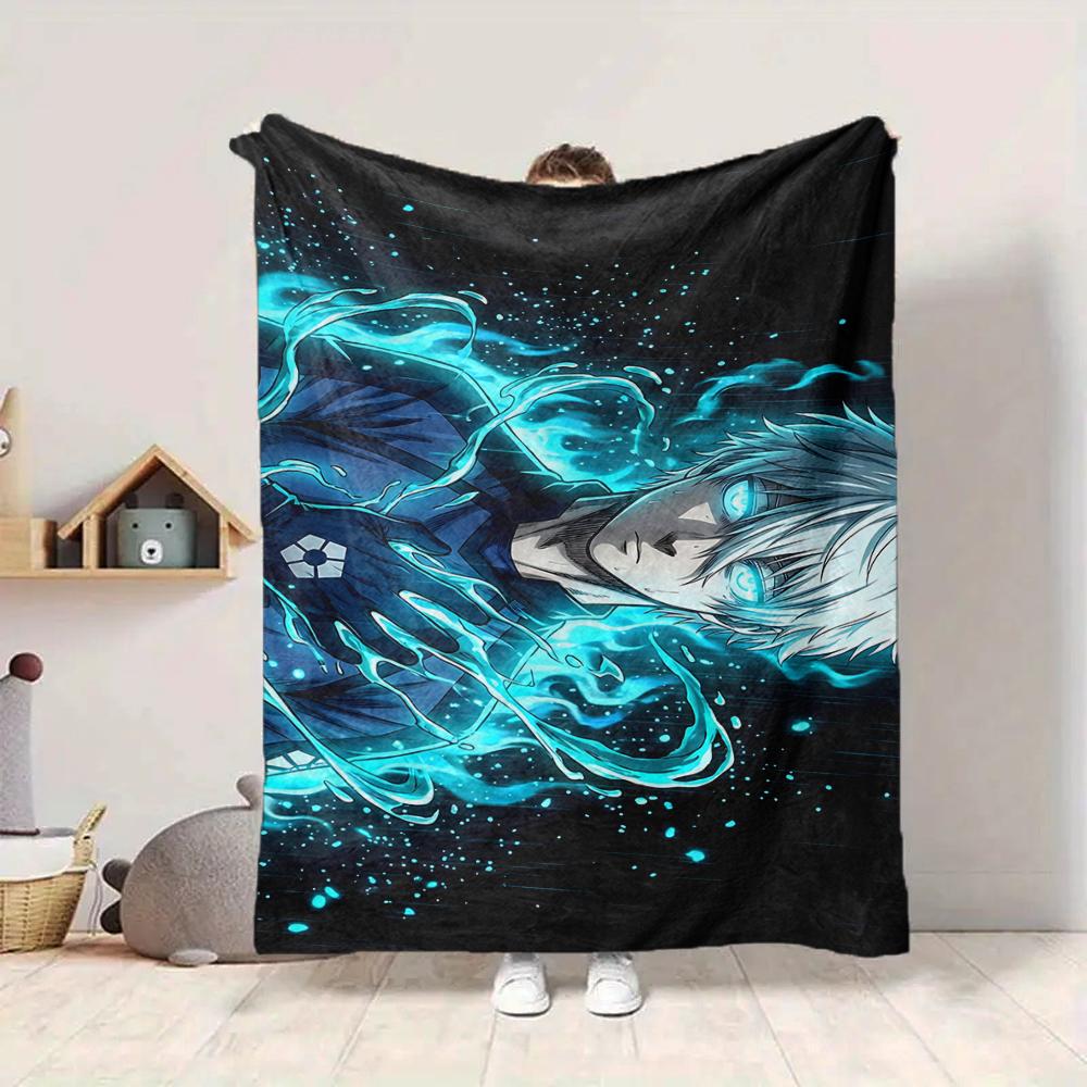 1Pc Blue Energy Burst Flannel Blanket, Soft And Comfortable, Casual Warm, Camping Travel, Christmas, Halloween Xmas Gift S1761