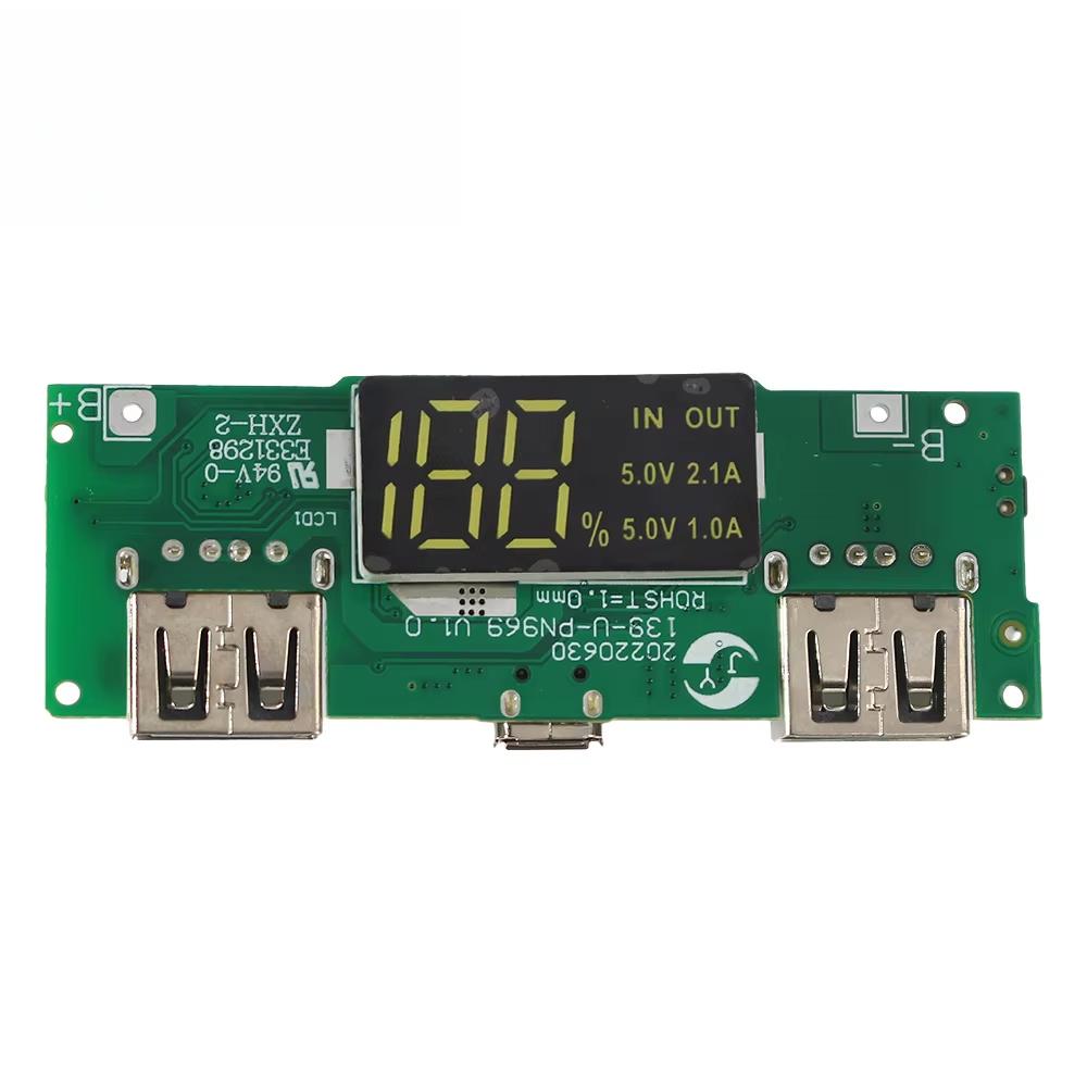 Placă de încărcare cu baterie litiu cu LED, Dual USB 5V 2.4A, Micro/Type-C, USB, Power Bank mobil, protecție circuit, modul de încărcare 18650