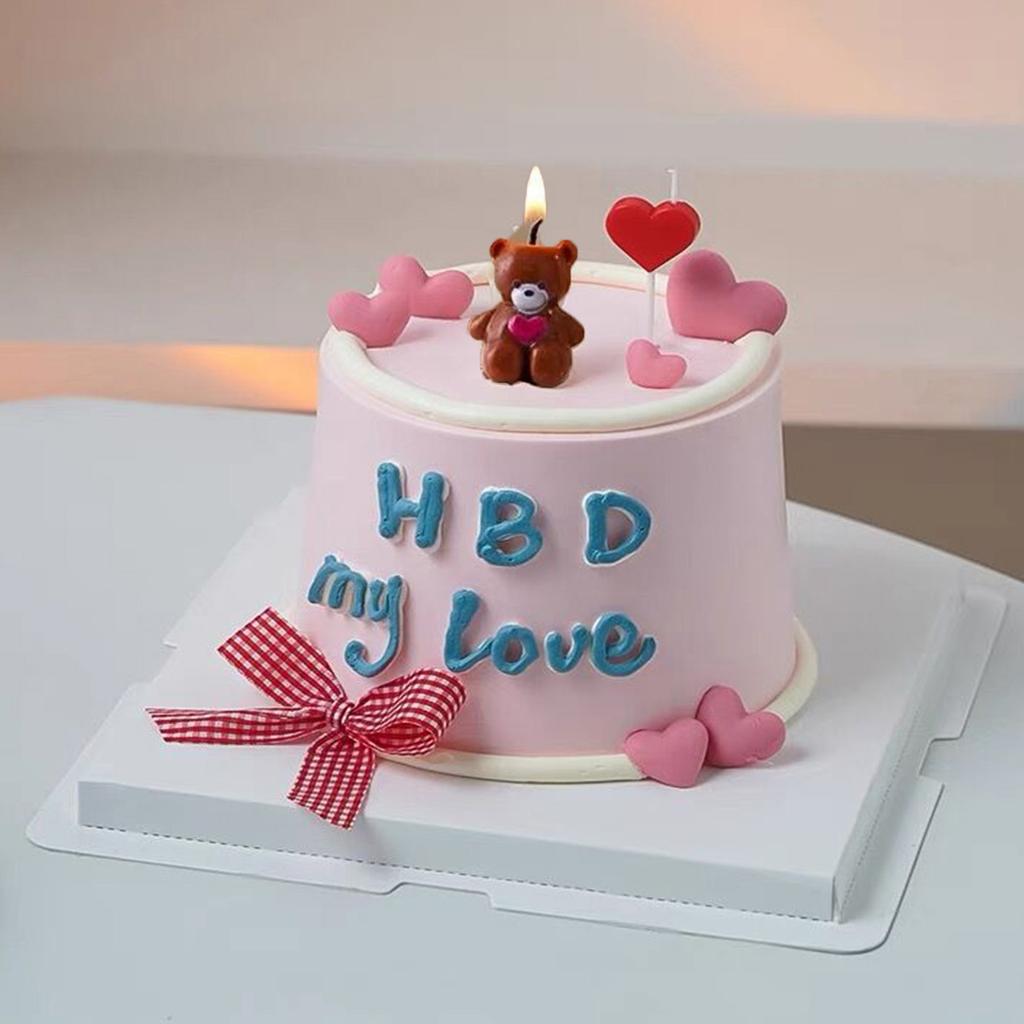 5pcs Heart Birthday Candles Cake Candles Cupcake Topper Candles Dessert Candle Holders for Wedding, Anniversary, Romantic Night