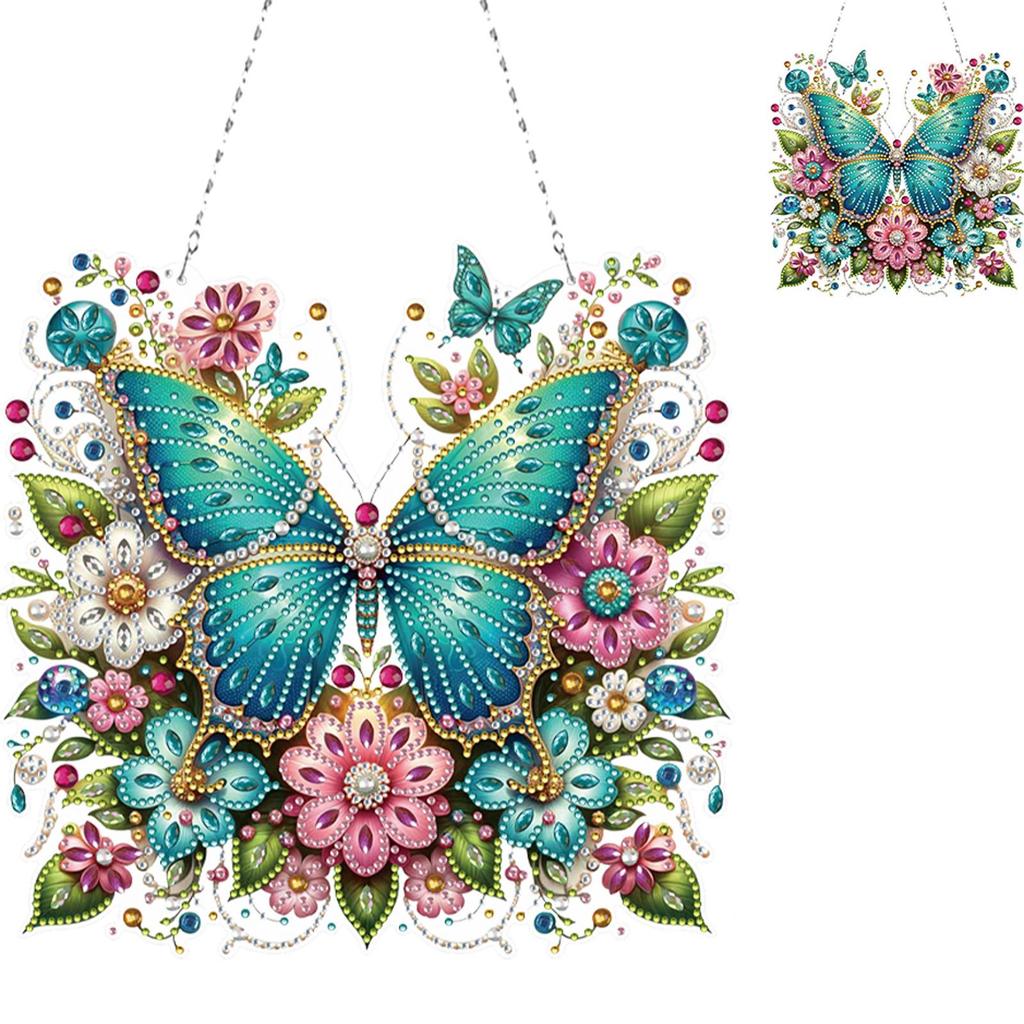 2D/Flat DIY Diamond Painting Set Diamond Painting Hanging Pendant Rhinestone Diamond Art Window Pendants for Garden Window Decor