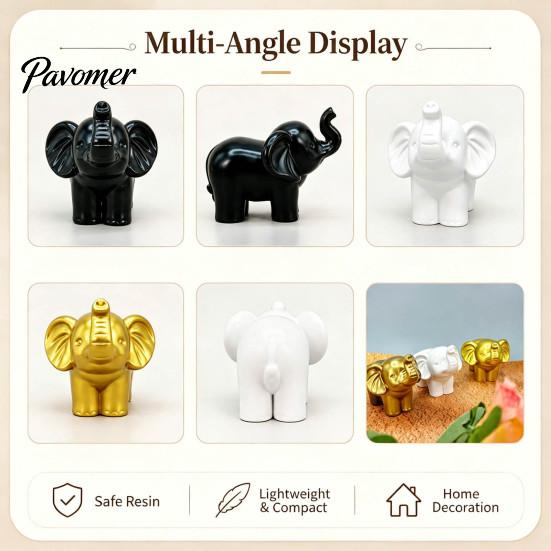 Cute Elephant Sculptures for Shelf Mini Resin Figurine, Good Luck Statue Tabletop Decor, Artistic Ornaments Small Ornament Home Office Shelf,