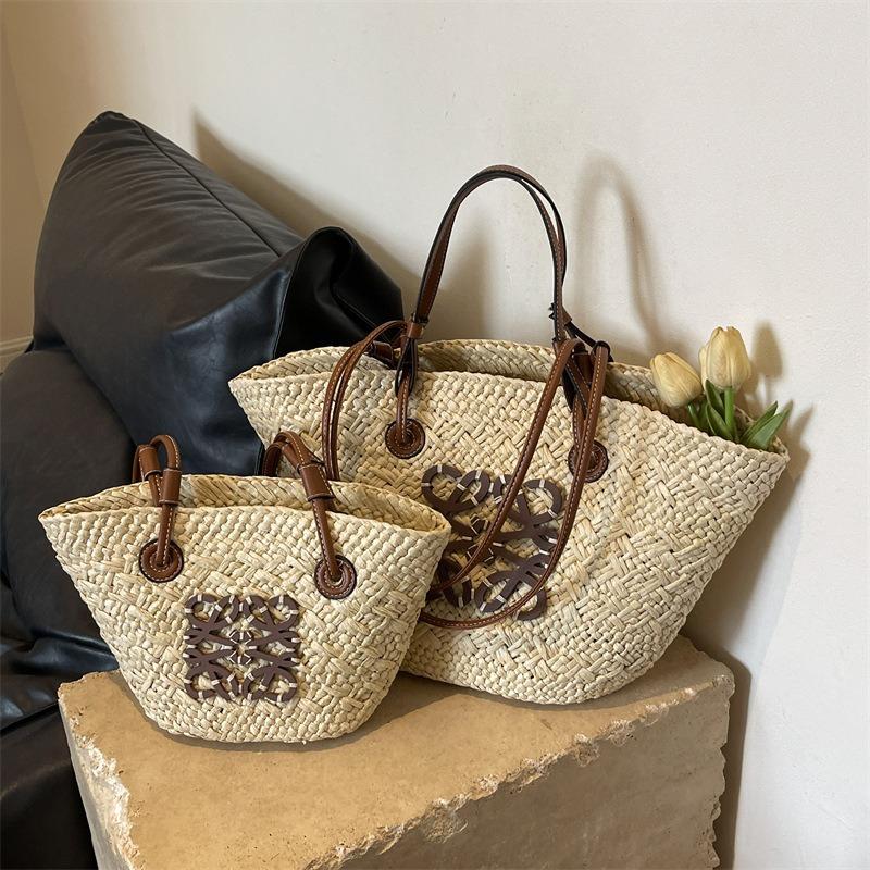 Luojia straw woven bag women's handwoven bag new retro woven bag tote bag seaside vacation handbag