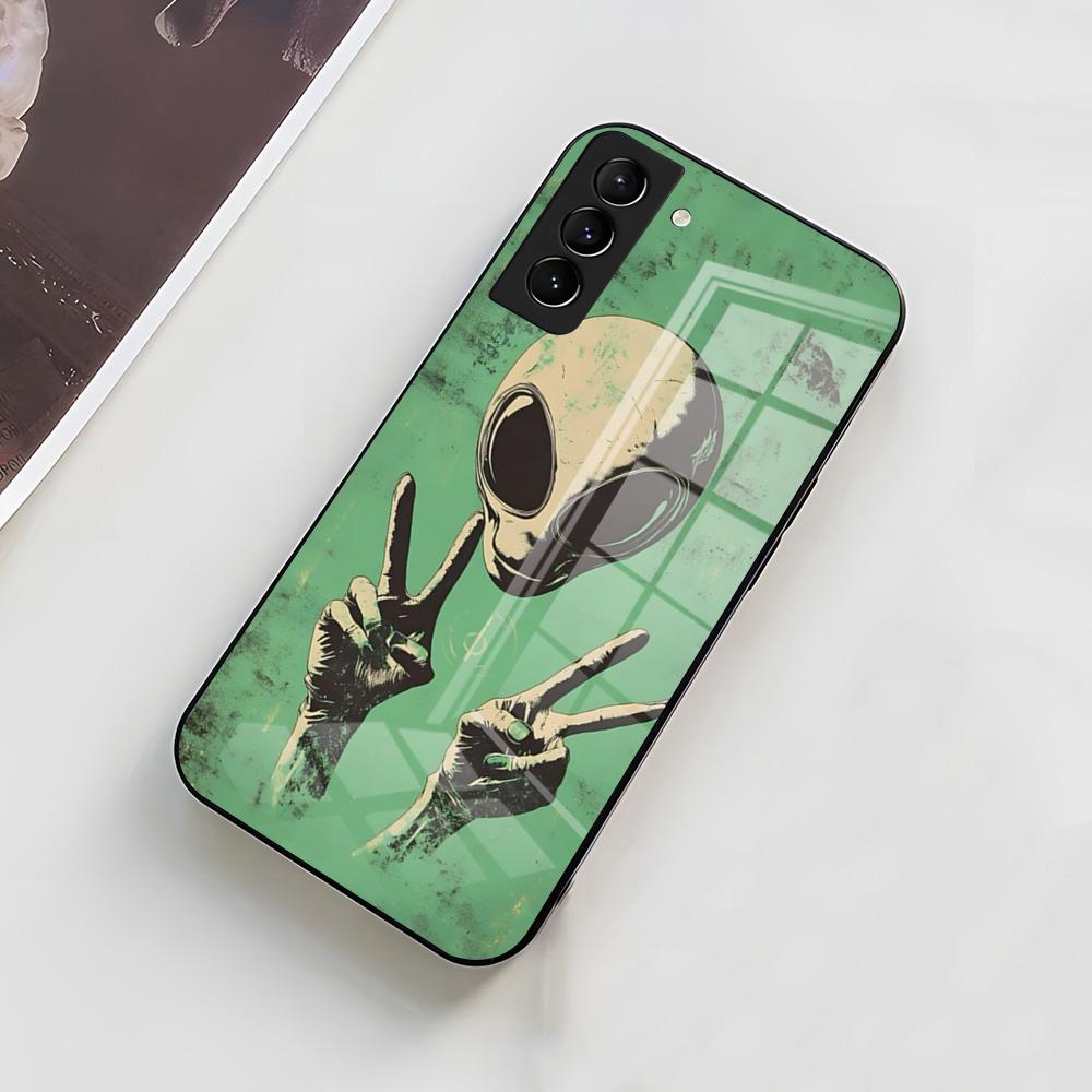 Funny Space UFO Alien Thing Phone Case For Samsung A56 A36 A26 A16 A15 A25 A35 A55 A14 A34 A24 A54 Glass Case