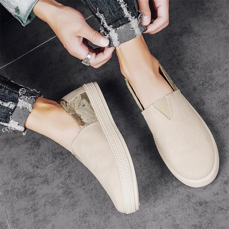 Fashion Men's Shoes Spring Canvas Breathable Loafers Lightweight Men's Flat Bottom Work Comfortable Casual Cloth Shoes Sneakers Men
