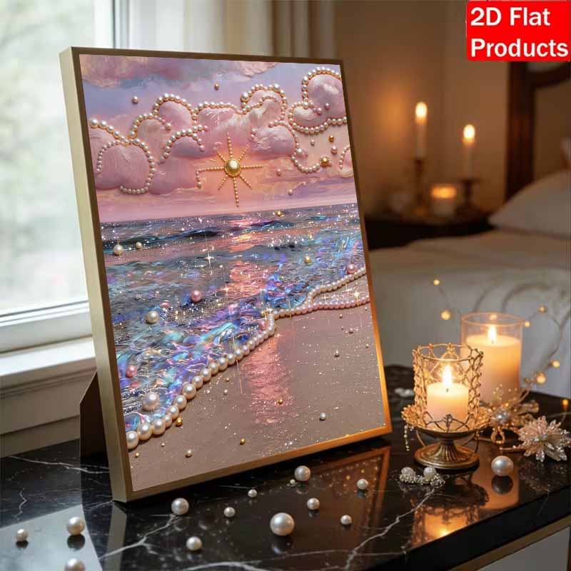 DIY Sunset Beach Pearl Diamond Art Kits Without Frame 30x40cm Gem Art Diamond Painting Kits for Adults/Beginners Gift Idea Home Wall Decor