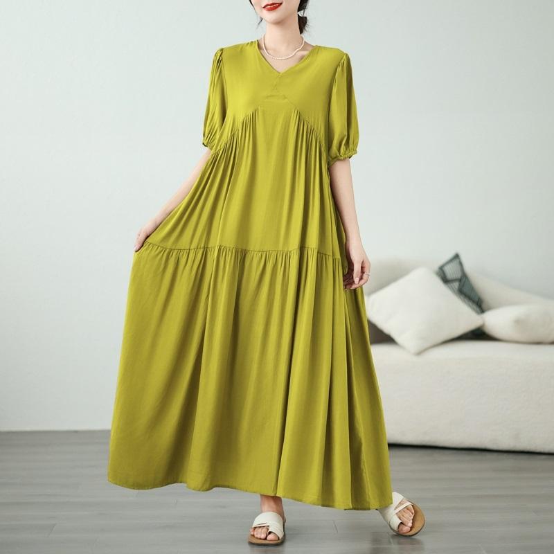 Short Sleeve Rayon Plus Size Vintage New In Dresses for Women Casual Loose Long Summer Dress