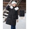 IEF Women's Petite Winter Mid-Length Hooded Down Jacket