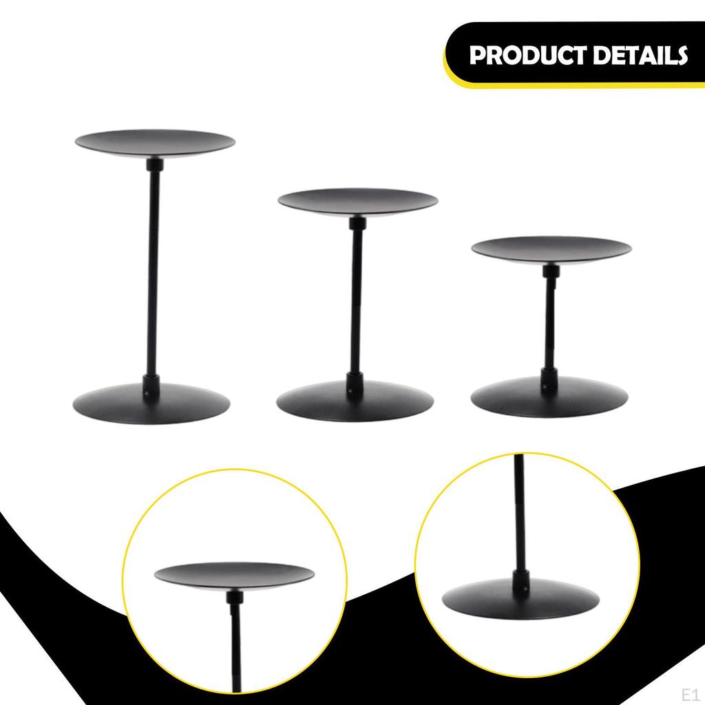 3 Pieces Candle Holder Iron Vintage Stand Decorative Handmade Non-Slip for Dining Room Living