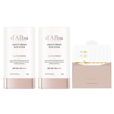 Dalba Air Fit Fresh Sun Stick SPF50+ PA++++ 19g X 2p + Serum Cleanser 15ml Set, 1 Set