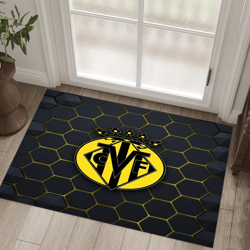 Villarreal FC Design Kristall Samt Teppich Gemütlich Nicht?Rutschfester Teppich mit Aufdruck für Schlafzimmer Wohnzimmer Eingang