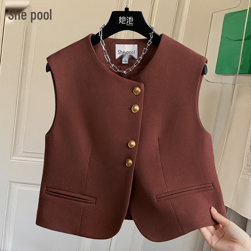 

Женский ретро жилет Tachi с круглым вырезом и однобортной застежкой S