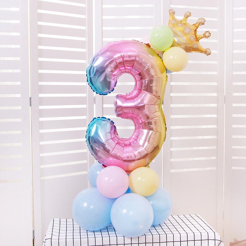 

Gradient 100 Days Birthday Balloon Column Aisle Markers with Large 32-inch Number Balloons for Party Decoration