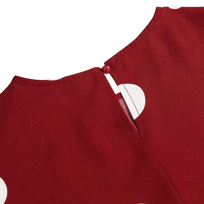 Damenkleid in Übergröße, neues lockeres Oberteil, Vintage-Muster mit Punktemuster