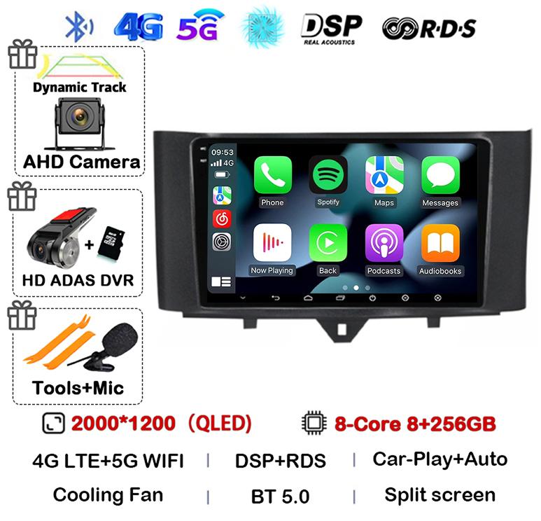 Android 14 Carplay Car Radio For Mercedes Benz Smart Fortwo 2006 -2011 2012 2013 2014 2015 Multimedia Video Player GPS Stereo 4G