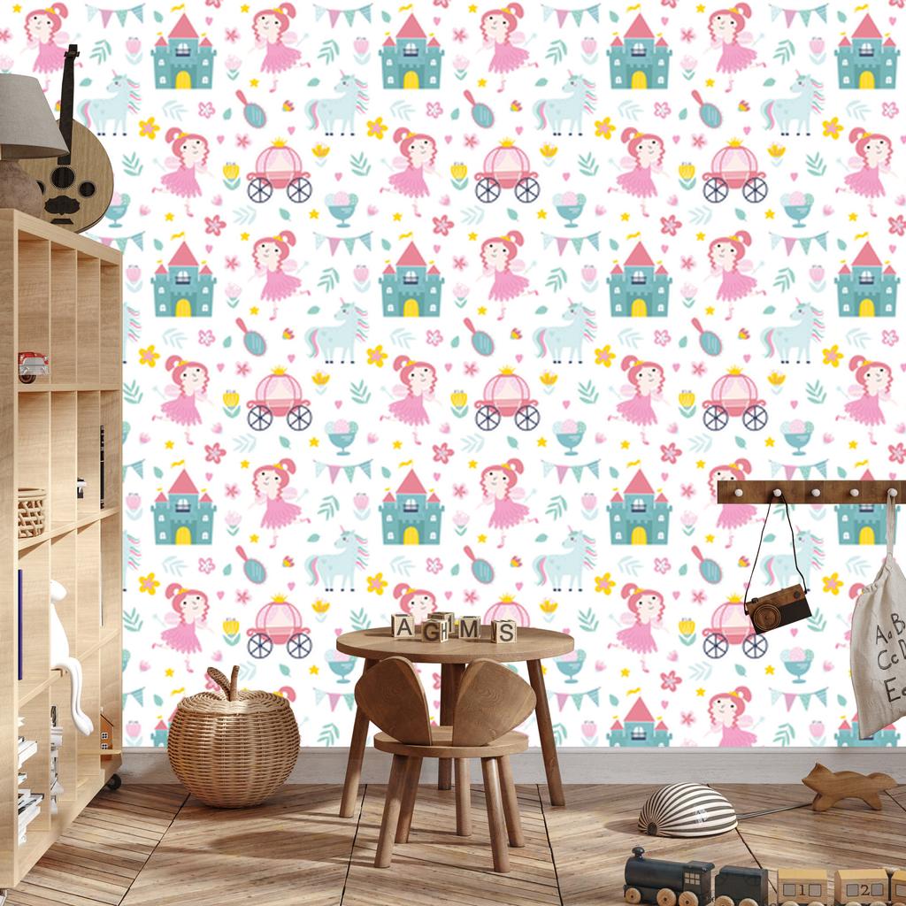 Unicorns and Princesses Wallpaper for Living Room and Bedroom 50x1000