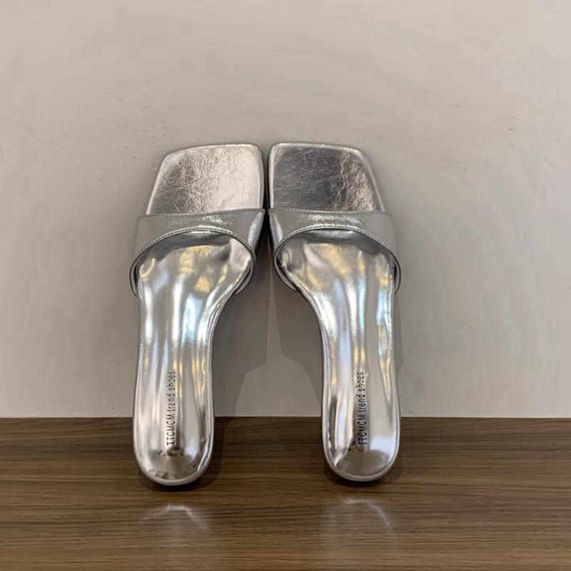 Fashion SUOJIALUN 2025 Summer New Women Slipper Fashion Med Wedge Heel Slip On Slides Shoes Ladies Elegant Outdoor Dress Flip Flop Shoes