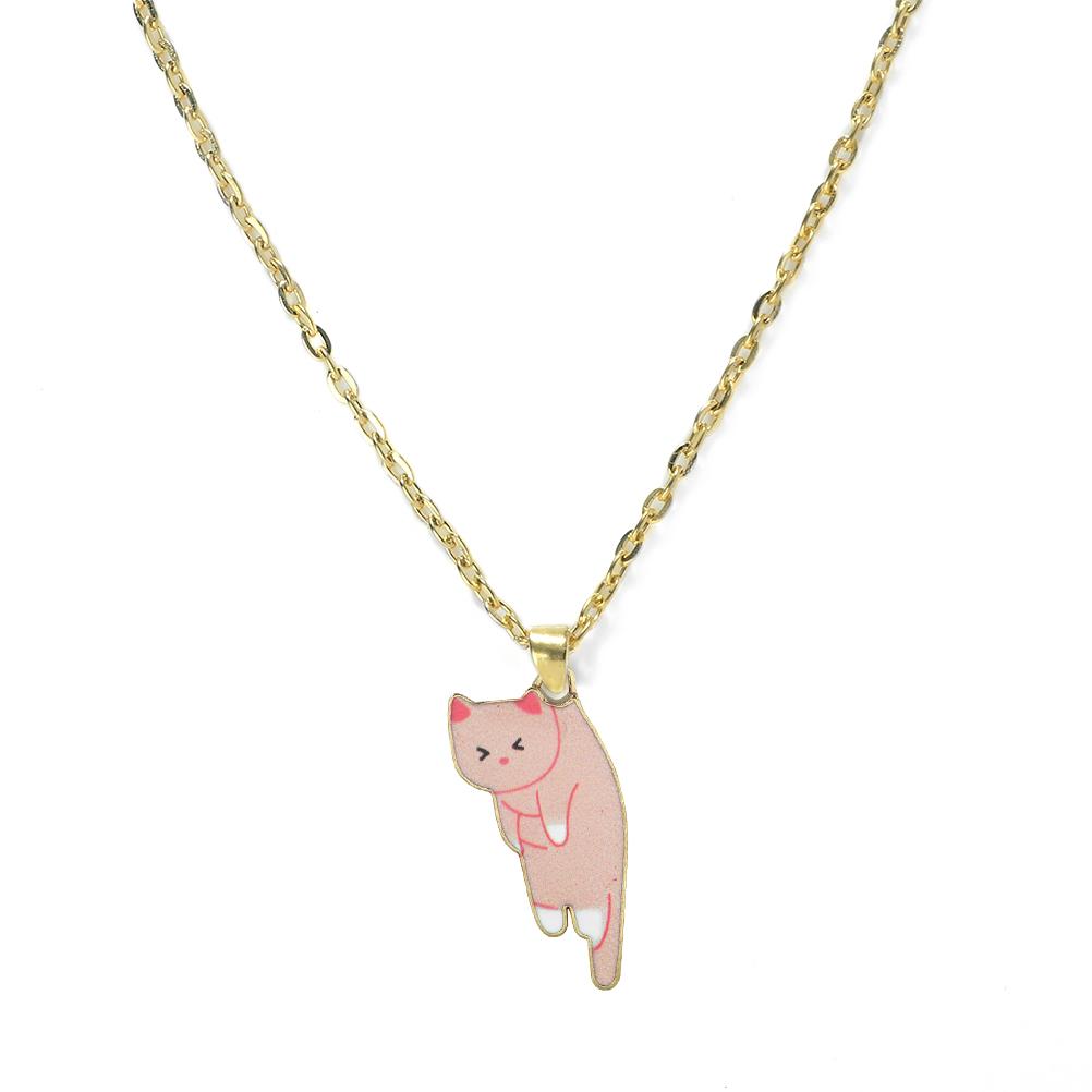 Cartoon Cats Pendant Necklace Cute Calico Cat Naughty Cow Kitten Animal Alloy Chain Jewelry for Women Men Trendy Friendship Gift