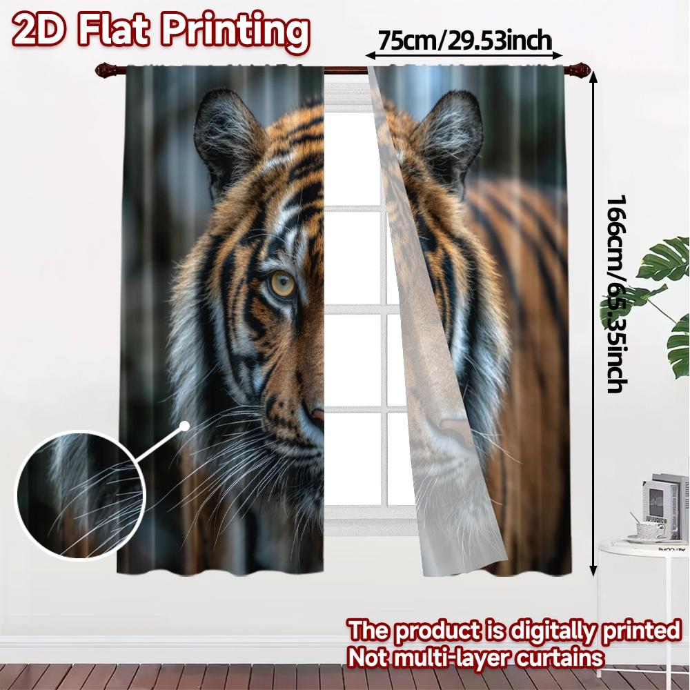 2 Stück 2D-Flachdruck-Vorhänge (Ohne Stange) TigerGaze Beliebte Vorhänge&Gardinen Vielseitig 100% Polyester Vorhänge Dekorationen