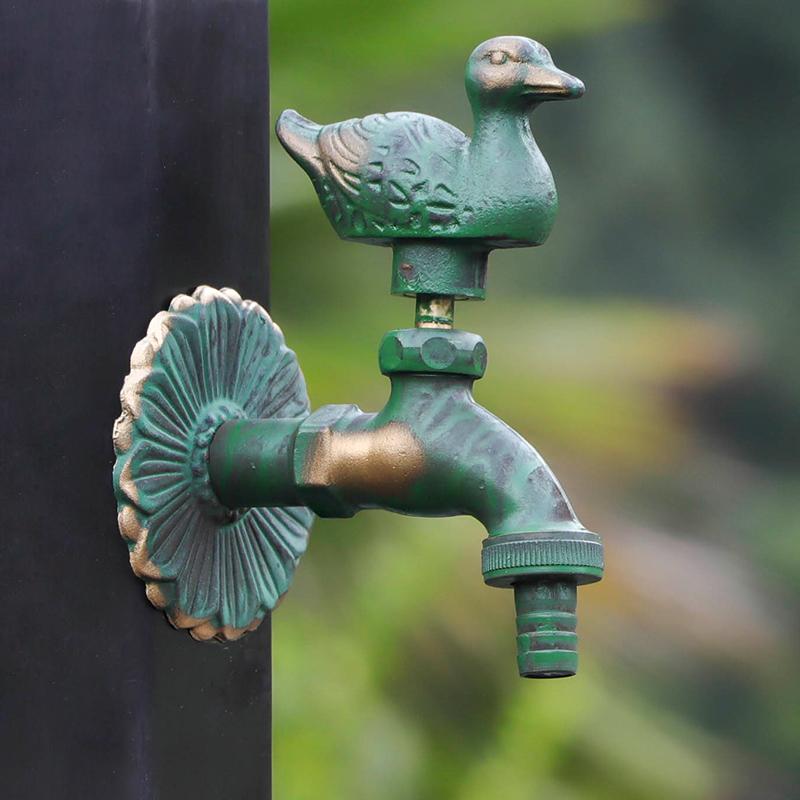 Bronze Outdoor Washing Machine Faucet Copper Animal Handle Garden Cold Tap Outdoor Courtyard Floor Landscape Water Faucet