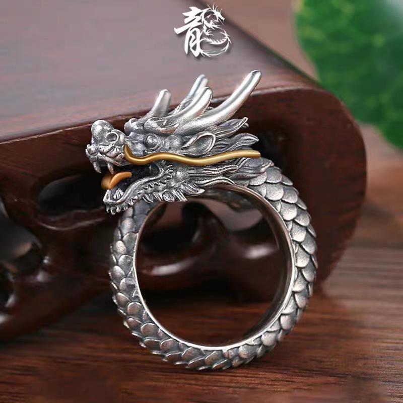 1 Pc Domineering Dragon Ring, Male Zodiac Dragon Ring Index Finger Opening Ring, Personalized Design, Fashion Trend,