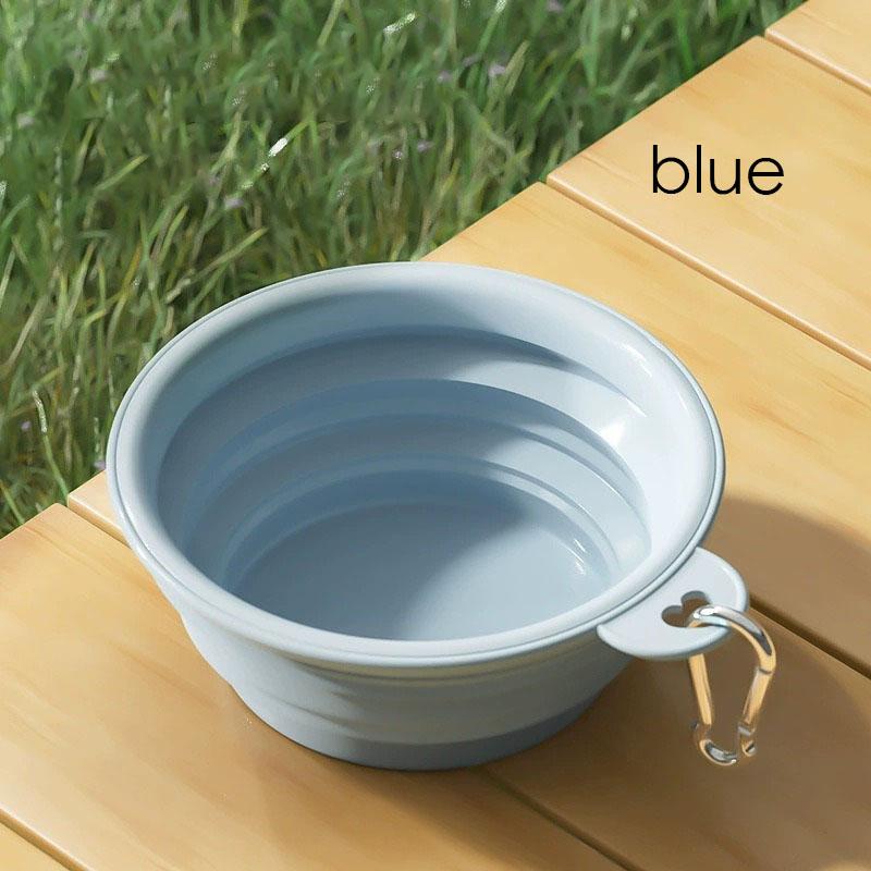 

350ml Macaron Color Pet Outing Portable Foldableing Bowl Dog Drinking Bowl Cat Food Bowl Rice Bowl Travel Bowl with Carabiner синий