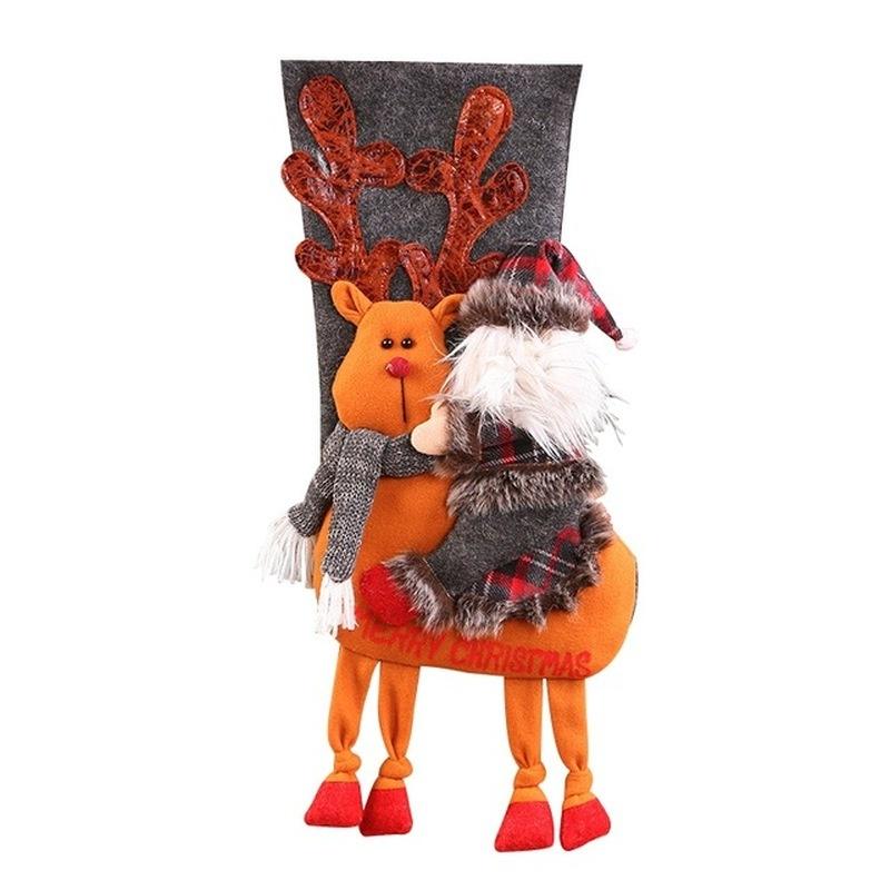 Snowman Riding Deer Christmas Socks Pendant Christmas Gift Bag New Years Christmas Tree Decoration