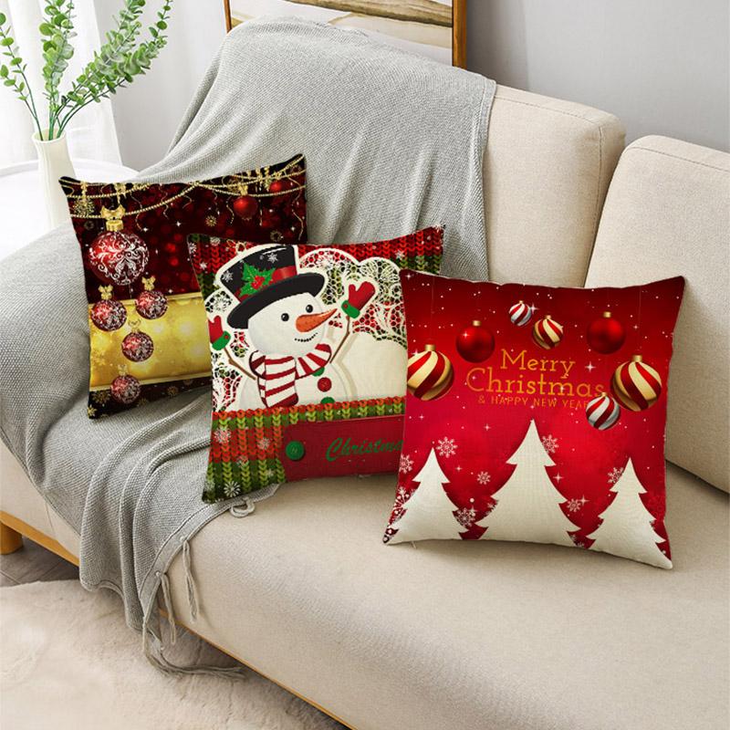 Home Decor Nordic Christmas Red Printed Polyester Pillowcase For Living Room Bedroom Decor Funda De Almohada