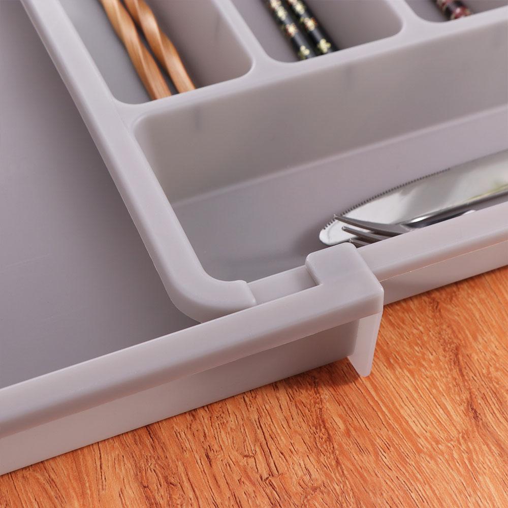Plastic Kitchen Drawer Organizer Black/White/Grey Expandable Utensil Tray  Flatware