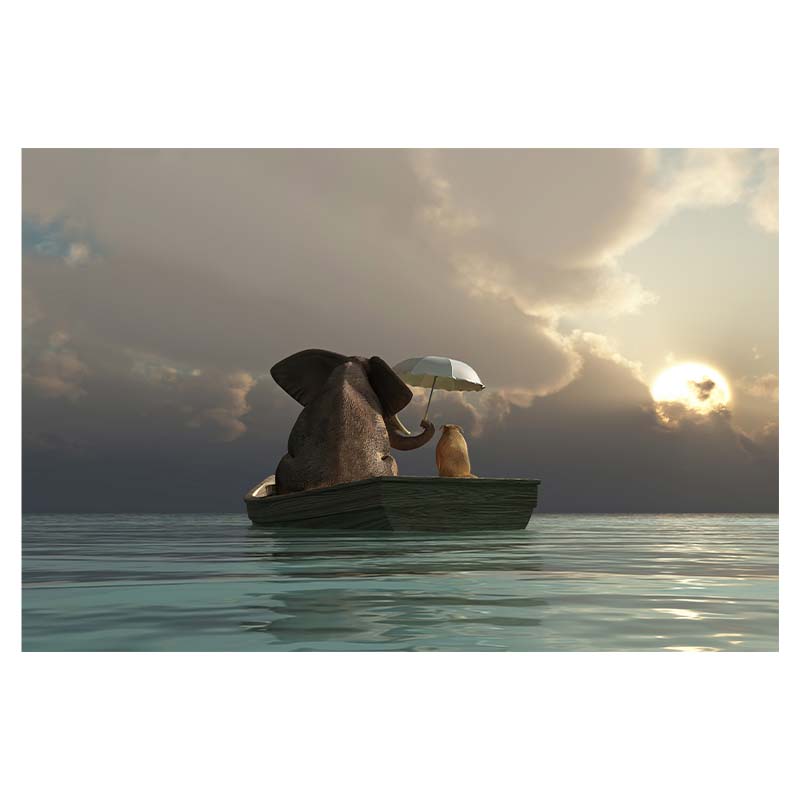 Kreatywny słoń morze zachód słońca Modern Art Home Decoration obraz na płótnie Wall Art obraz dekoracja ścienna w tle