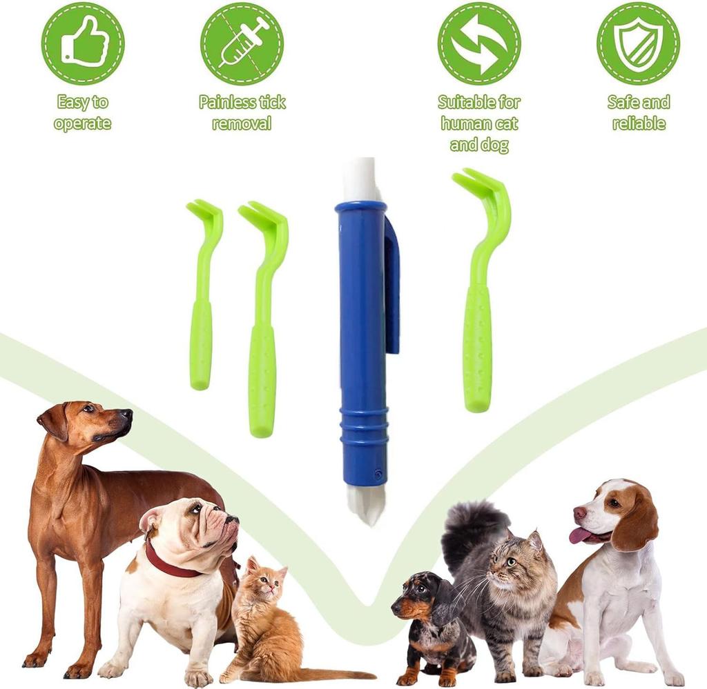 4pcs Flea Remover Hook Tick Removal Tweezer Ticks Pull Pet Cat Dog Accessaries Scratching Extractor Mite Tweezers Comb Louses P