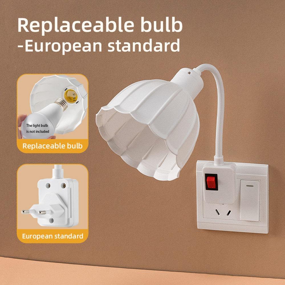 EU US UK Conversion Wall Plug Lamp Lotus Flowers Bulb Socket Converter Led Light Base  Gift