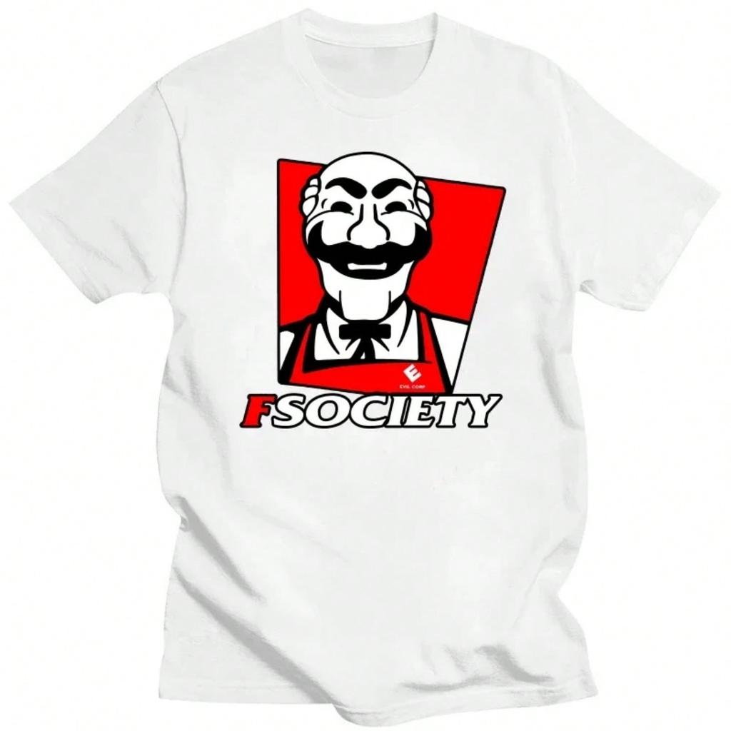 Funny Mr Robot FSociety Tshirt unisex Short Sleeve Casual Hacking T-Shirt Hacker T Shirt Loose Fit 100% Cotton Geek Tee Tops Gift