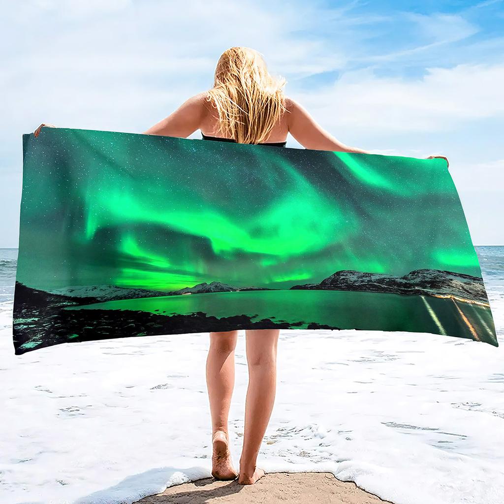 Aurora Printing Series Seaside Vacation Beach Towel Swimming Bath Towel Microfiber Sports Towel
