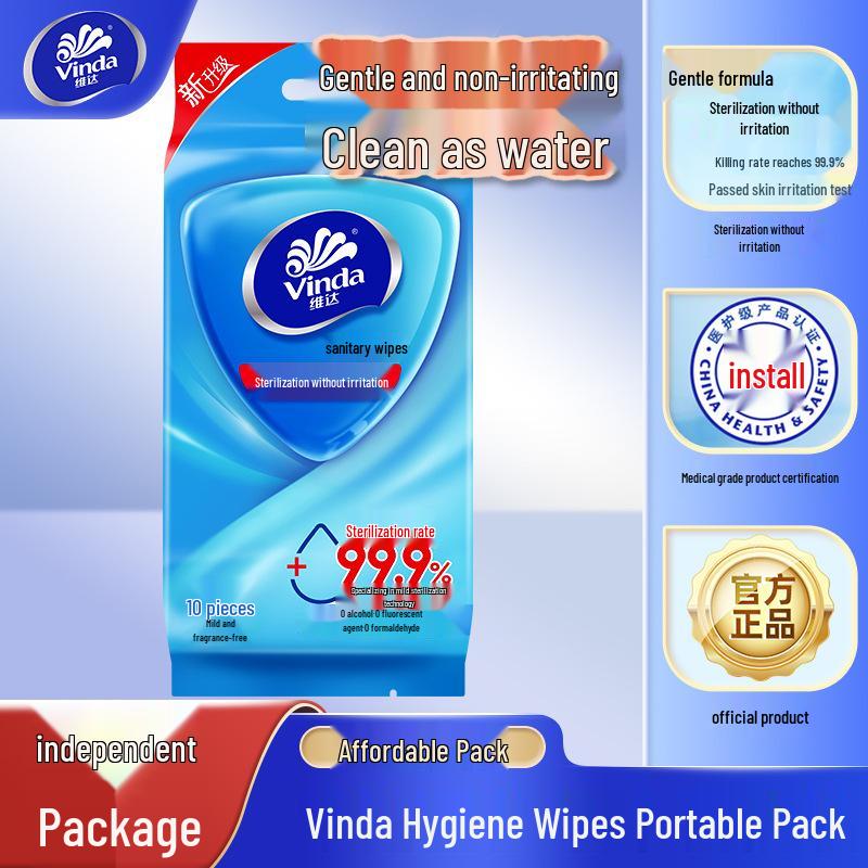 Vinda Alcohol-Free Baby Wet Wipes: 80 Individually Packaged Pure Water Wipes for Kitchen & Toilet Use