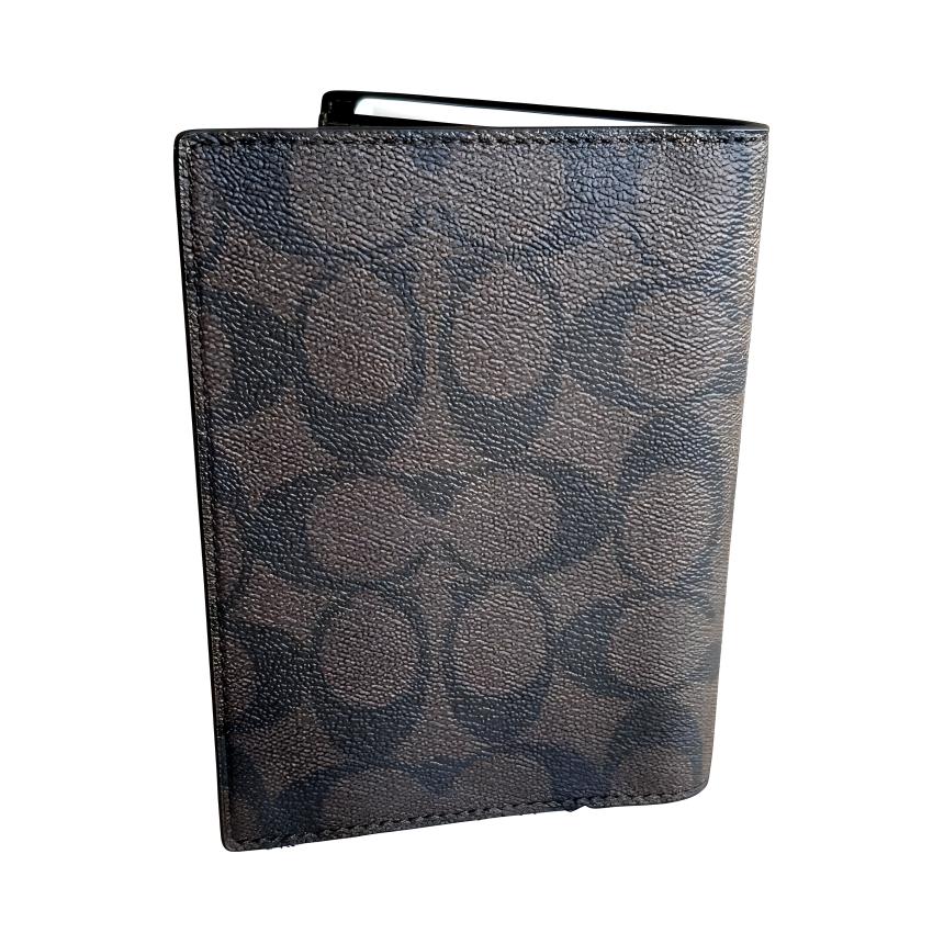 New COACH PVC Wallet, Card Holder, Passport Holder Men's Dark Coffee 1283-QBMAA