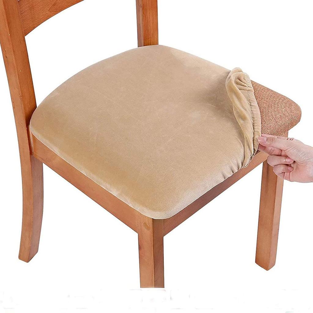 Silver Fox Velvet Buckle Chair Pad, Stretchable Velvet Seat Cover with Snap Closure