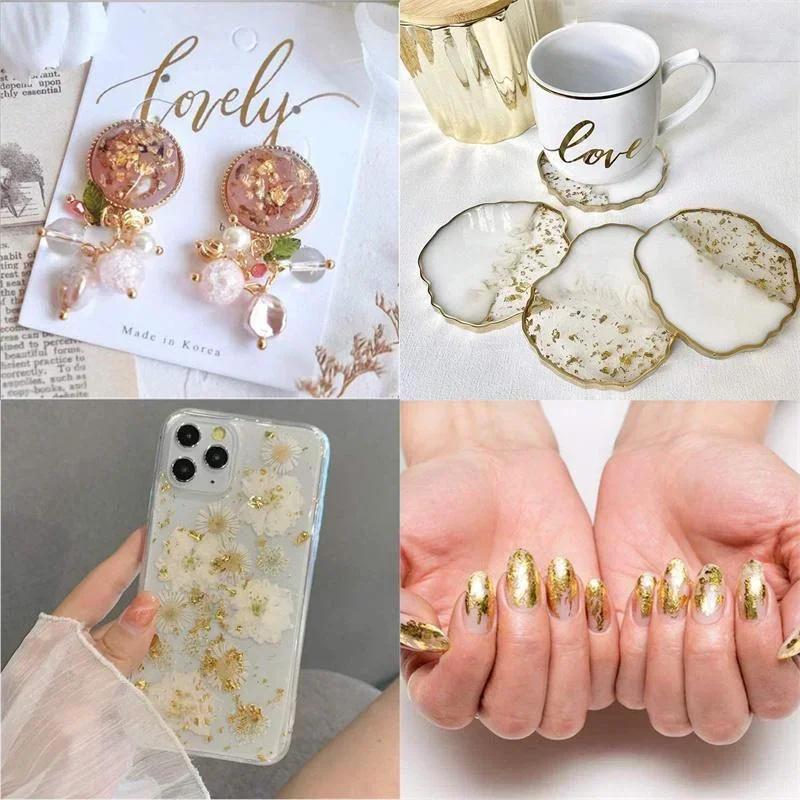9cm Imitation Gold Silver Copper Foil Paper Sheets Shiny Gilding Craft Leaf for DIY Nail Art Cake Dessert Epoxy Resin Decoration
