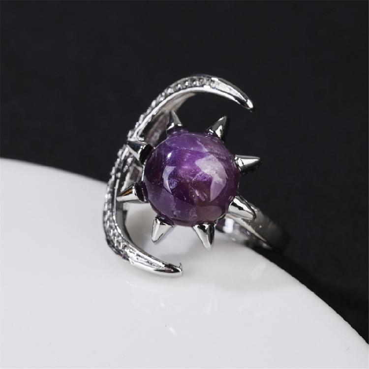 Shimmering Star Moon Pattern Crystal Ring Scratch Resistant Handmade Finger Accessories Elegant Anniversary Present