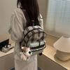 Schoolbag Korean girl plaid corrugated backpack women's 1011 new cute bow backpack large capacity student schoolbag