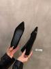 Inner Height Increase Pointed French Small Fragrant Single Shoes Women's Shoes 2025 Spring and Summer Suede Splicing with Skirt Evening Shoes