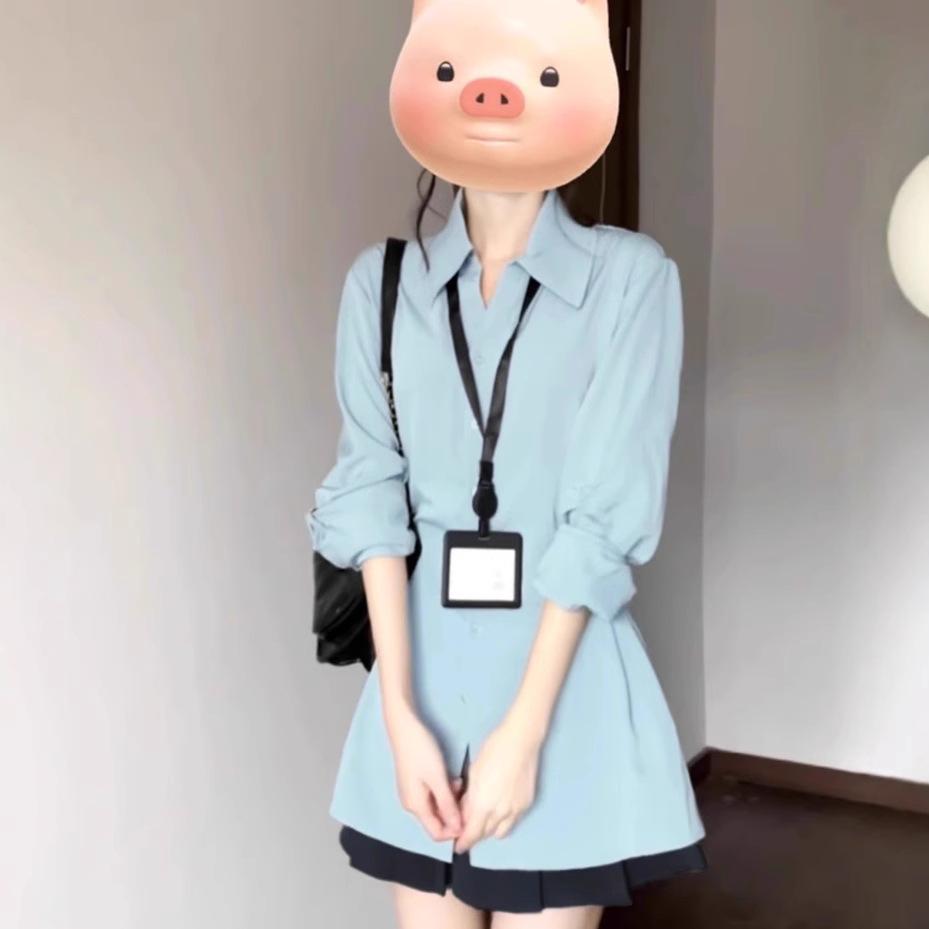 

Korean Trendy Spring Slimming A-line Short Sleeve Two-piece Set for Women S 75-90 kg