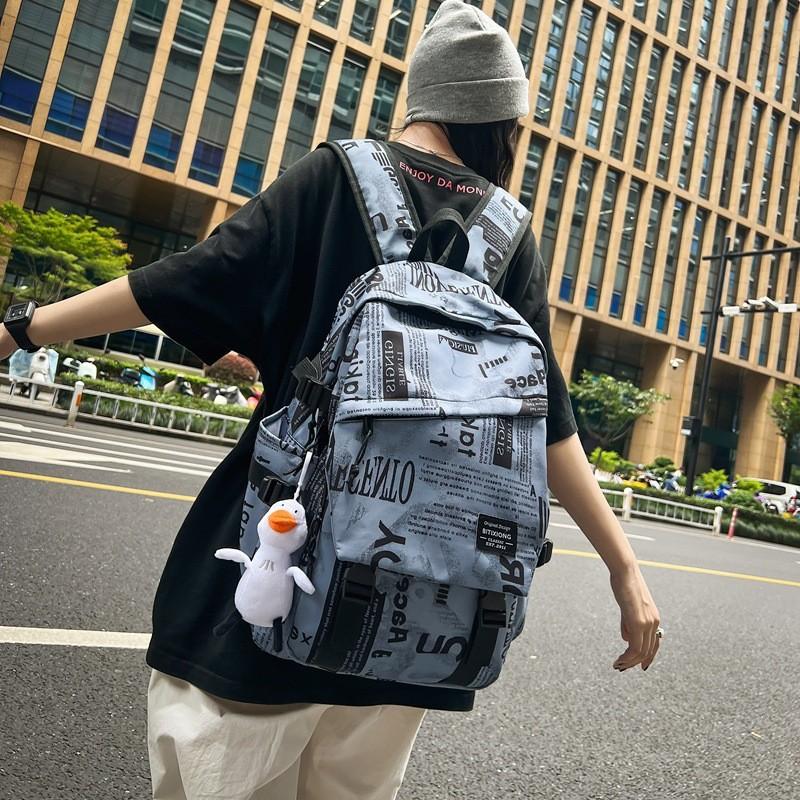 Letter Unisex Graffiti Backpack With Multiple Pockets For School And Campus